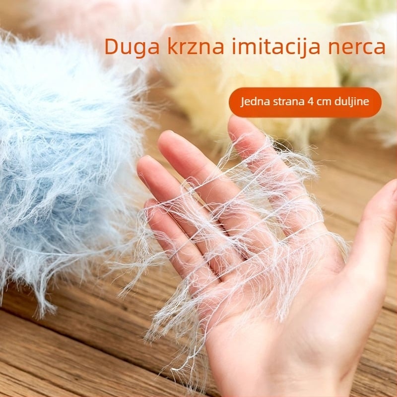 Šarena, izuzetno meka najlonska vlakna za kukičanje s imitacijom norke dlake — ručno izrađena, pogodna za torbe, lutke, odjeću, šale i plišane igračke