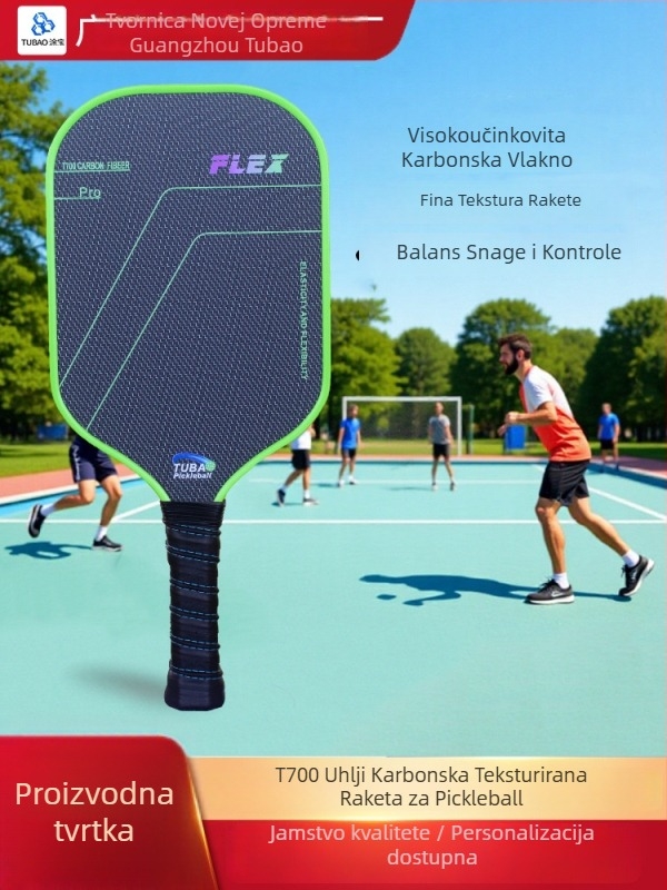 Set pickleball reketa – karbonska vlakna tekstura, mat završni sloj, uzorak titanijumske žice, težina 230 g, T700 karbonska vlakna