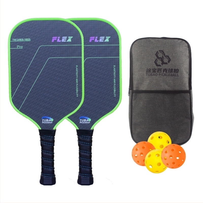 Set pickleball reketa – karbonska vlakna tekstura, mat završni sloj, uzorak titanijumske žice, težina 230 g, T700 karbonska vlakna
