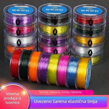 Elastična ribarska nit s okruglom prozirnom kristalnom niti i perlama, ručno pletena od spandeksa