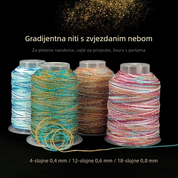 Niz za perle, ručno pleten, s efektom zvjezdane noći, dostupan u konfiguracijama od 6 ili 9 vlakana