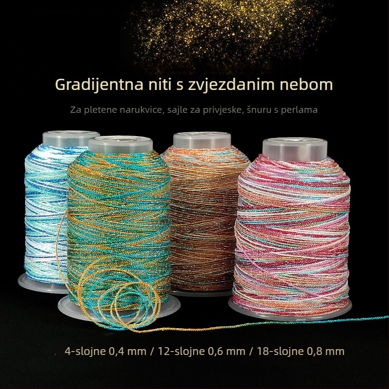 Niz za perle, ručno pleten, s efektom zvjezdane noći, dostupan u konfiguracijama od 6 ili 9 vlakana