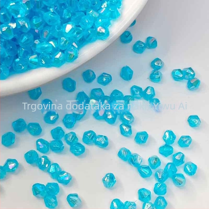 4 mm prozirne AB irizirajuće akrilne perle s dvostrukim vrhom, oblik dijamanta, za DIY nakit, ukrase za odjeću i dodatke za kosu