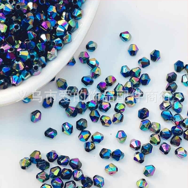 4 mm prozirne AB irizirajuće akrilne perle s dvostrukim vrhom, oblik dijamanta, za DIY nakit, ukrase za odjeću i dodatke za kosu
