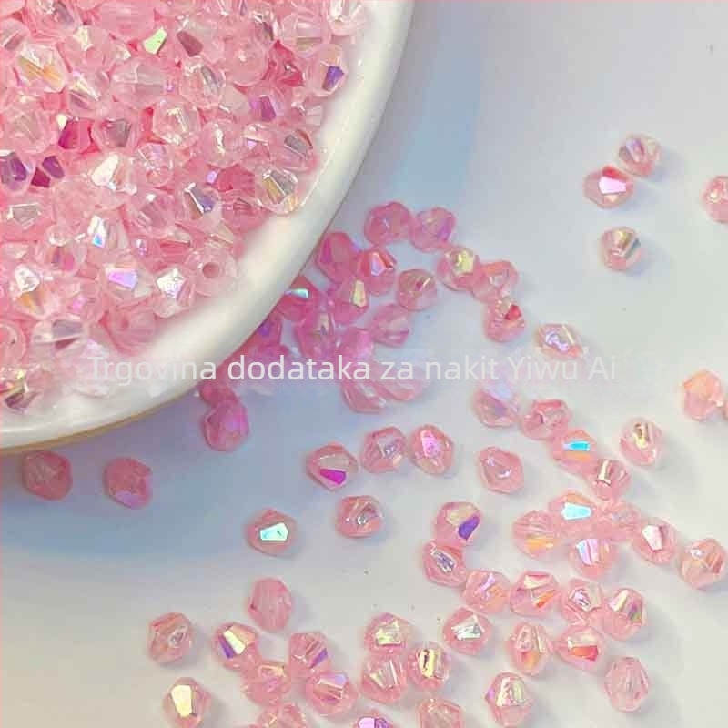 4 mm prozirne AB irizirajuće akrilne perle s dvostrukim vrhom, oblik dijamanta, za DIY nakit, ukrase za odjeću i dodatke za kosu