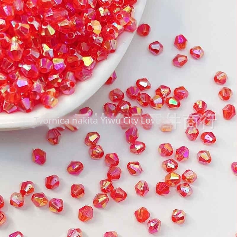 4 mm prozirne AB irizirajuće akrilne perle s dvostrukim vrhom, oblik dijamanta, za DIY nakit, ukrase za odjeću i dodatke za kosu