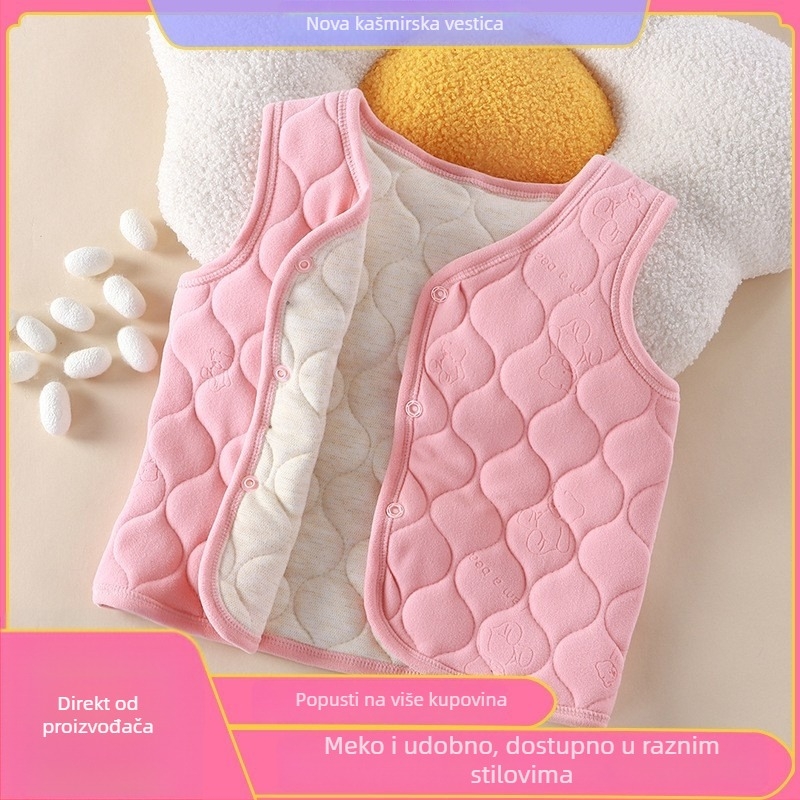Dječji zimski termalni temeljni set: hlače, vesta i unutarnja jakna, unisex, mekani završetak, životinjski uzorak; 90-100% pamuk, materijal: poliester vlakna