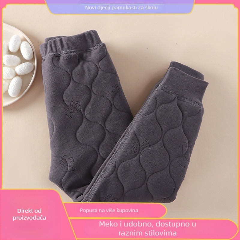 Dječji zimski termalni temeljni set: hlače, vesta i unutarnja jakna, unisex, mekani završetak, životinjski uzorak; 90-100% pamuk, materijal: poliester vlakna