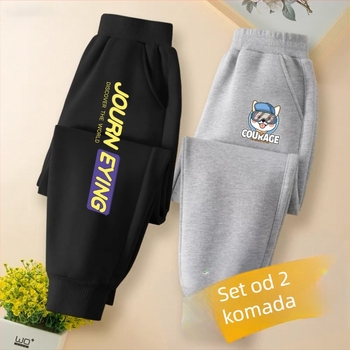 Dječje trenerke hlače s karikaturnim uzorom, tkanina od pamuk-mješavine, srednji pojas, za uzrast od 3 do 8 godina.