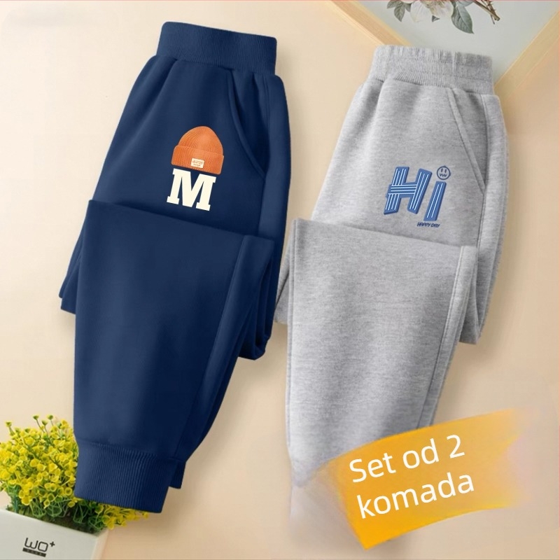 Dječje trenerke hlače s karikaturnim uzorom, tkanina od pamuk-mješavine, srednji pojas, za uzrast od 3 do 8 godina.