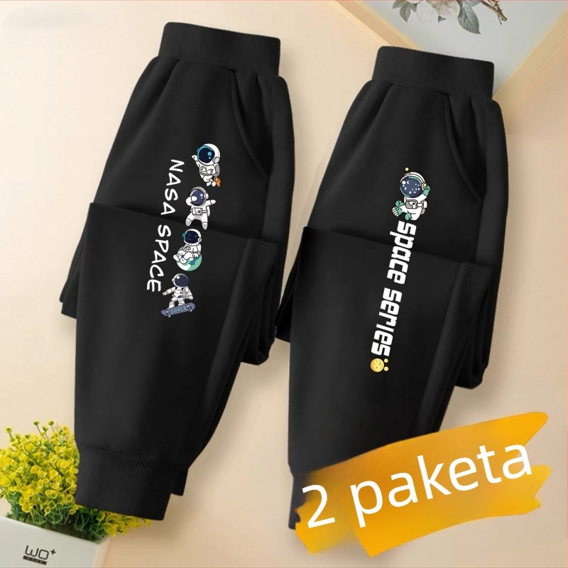 Dječje trenerke hlače s karikaturnim uzorom, tkanina od pamuk-mješavine, srednji pojas, za uzrast od 3 do 8 godina.