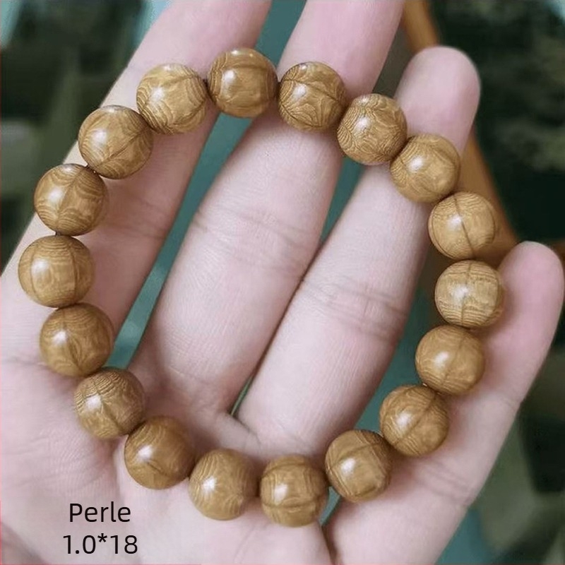 Narukvica od drveta, prirodni stil, šestostruke Dragonwood perle, polirani završetak, unisex geometrijski dizajn