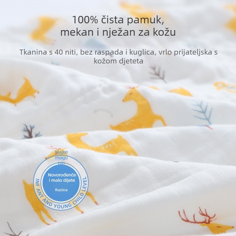Dječji ručnik za lice od čiste pamuk gaze — mekani kvadratni ručnik za brisanje sline i čišćenje lica, za djecu 3–8 godina
