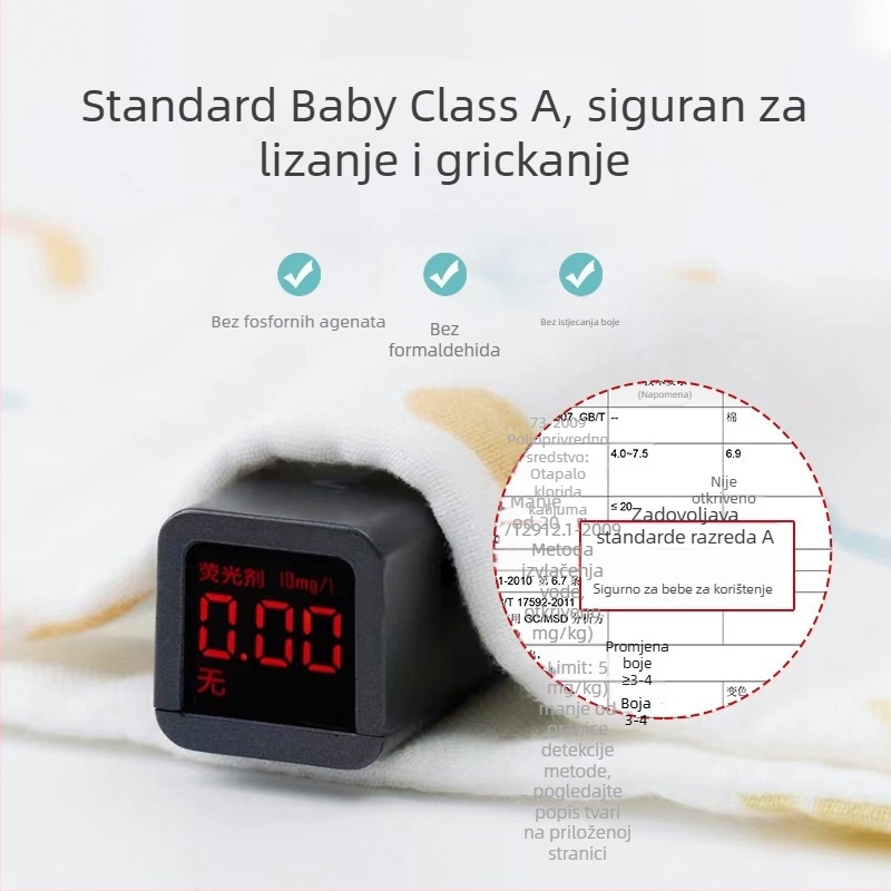 Dječji ručnik za lice od čiste pamuk gaze — mekani kvadratni ručnik za brisanje sline i čišćenje lica, za djecu 3–8 godina