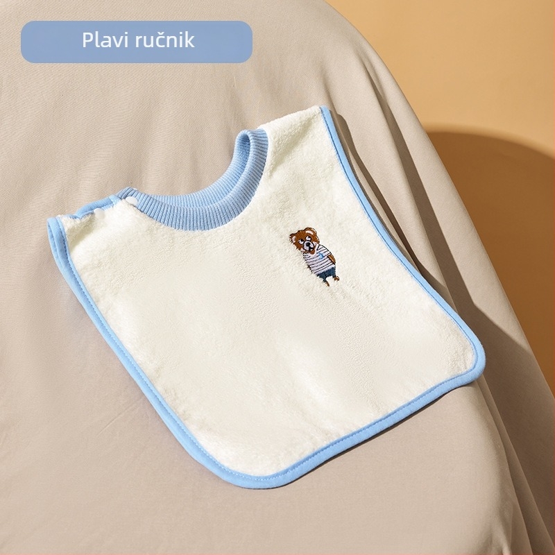 Dječji vodootporni bib za pranje lica i četkanje zuba — crtić uzorak, >95% pamuk, vodootporan, uzrast 1–3 godine, Sigurnosna razina A