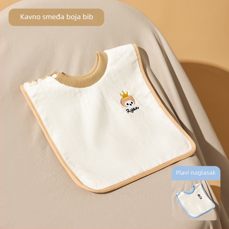 Dječji vodootporni bib za pranje lica i četkanje zuba — crtić uzorak, >95% pamuk, vodootporan, uzrast 1–3 godine, Sigurnosna razina A