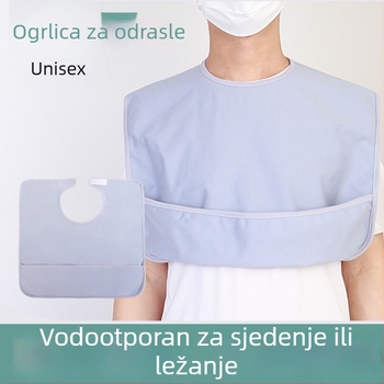 Odrasli bib za jelo, unisex, pamuk, za ležeće pacijente