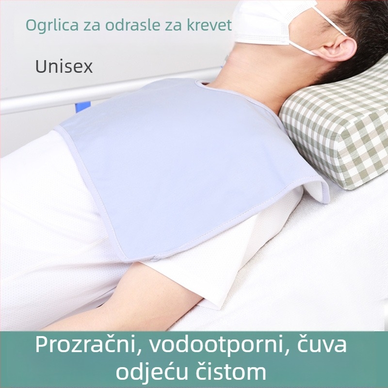 Odrasli bib za jelo, unisex, pamuk, za ležeće pacijente