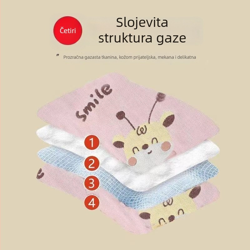 Dječji gazeći ručnik za lice, pamuk, džakard uzorak, težina 50–80 g