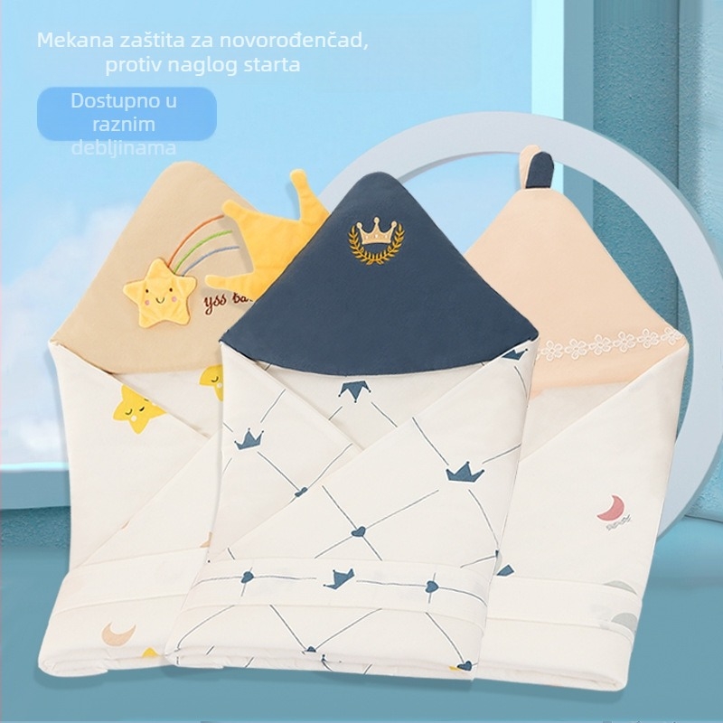 Swaddle deka od 100% pamuka za novorođenčad, s karikaturalnim uzorkom, pogodna za bebe i djecu od 1–3 godine, za sve sezone.