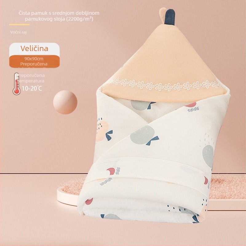 Swaddle deka od 100% pamuka za novorođenčad, s karikaturalnim uzorkom, pogodna za bebe i djecu od 1–3 godine, za sve sezone.