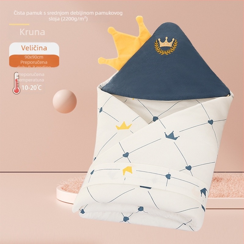 Swaddle deka od 100% pamuka za novorođenčad, s karikaturalnim uzorkom, pogodna za bebe i djecu od 1–3 godine, za sve sezone.