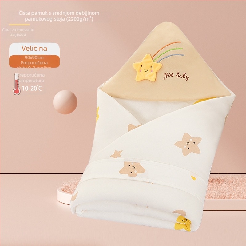 Swaddle deka od 100% pamuka za novorođenčad, s karikaturalnim uzorkom, pogodna za bebe i djecu od 1–3 godine, za sve sezone.