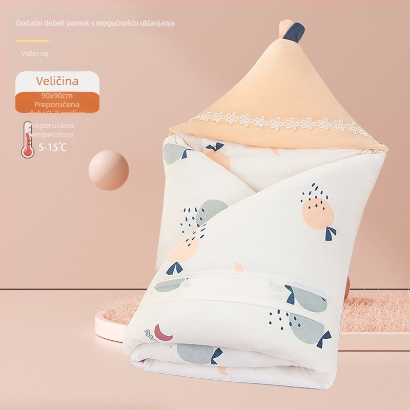 Swaddle deka od 100% pamuka za novorođenčad, s karikaturalnim uzorkom, pogodna za bebe i djecu od 1–3 godine, za sve sezone.