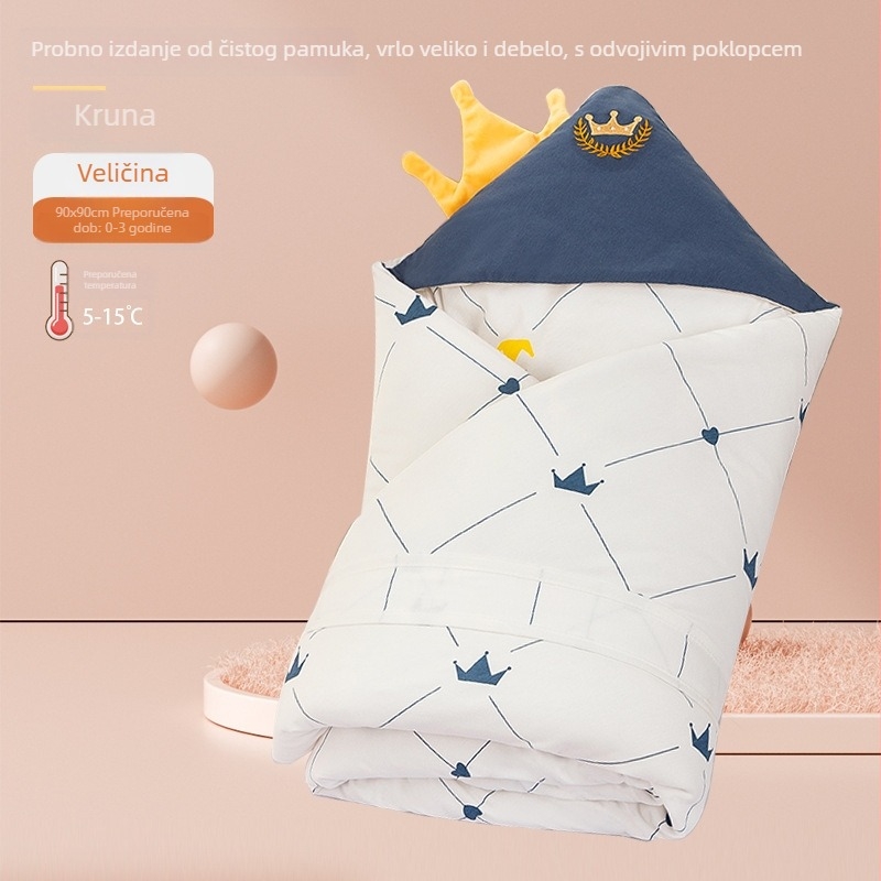 Swaddle deka od 100% pamuka za novorođenčad, s karikaturalnim uzorkom, pogodna za bebe i djecu od 1–3 godine, za sve sezone.