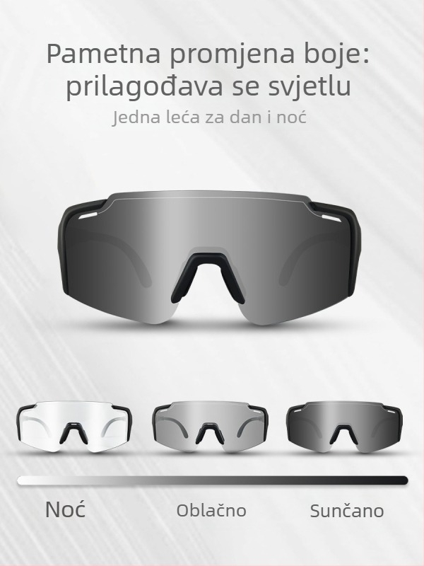 BF610 Biciklističke naočale dan/noć, fotochromne leće, otporne na vjetar za vanjske sportove, unisex, PC materijal, zamjenjive leće, kompatibilne s dioptrijskim lećama