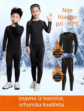 Unisex dječji sportski komplet uskog kroja s dugim rukavima, duljina do bokova, 92% poliester i 8% spandeks podstava, baršunasta unutrašnjost; za zimu, proljeće i jesen; košarka, nogomet, trčanje.