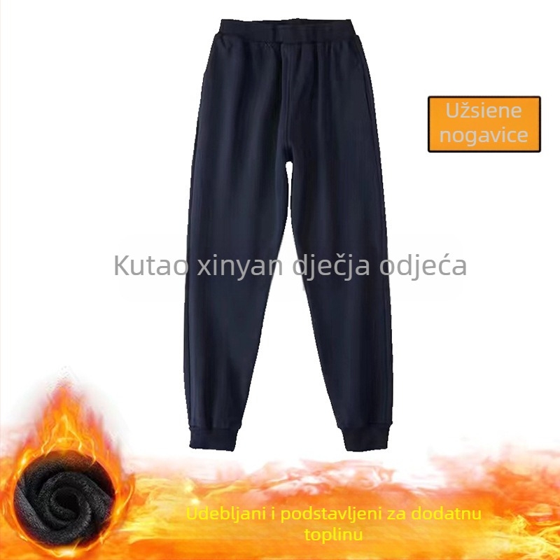 Dvodijelna školska uniforma s fleecem, za srednjoškolce, jesen-zima, stil kolidža, unisex