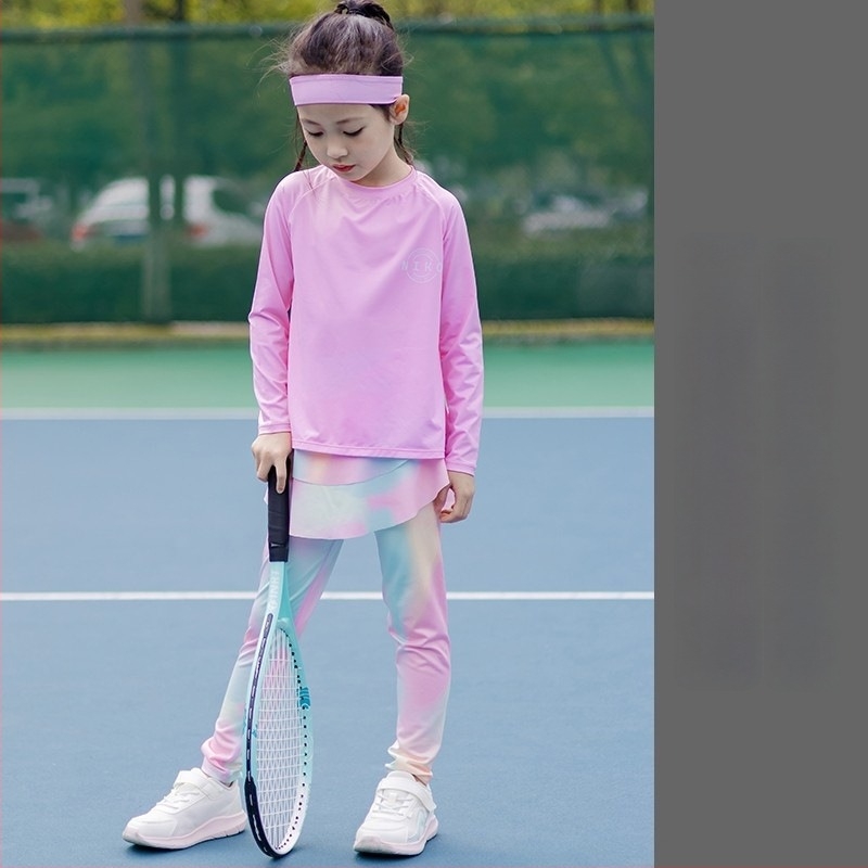 Dječji ženski jesensko-zimski dvodijelni sportski komplet, UV zaštita, dugi rukavi, materijal od regenerirane celuloze