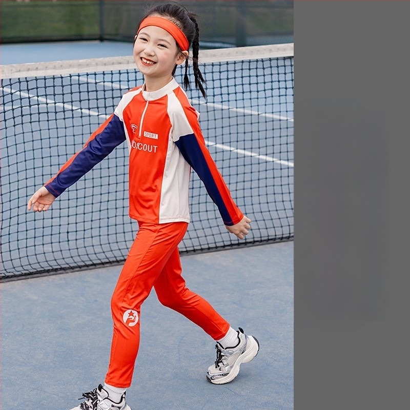 Dječji ženski jesensko-zimski dvodijelni sportski komplet, UV zaštita, dugi rukavi, materijal od regenerirane celuloze
