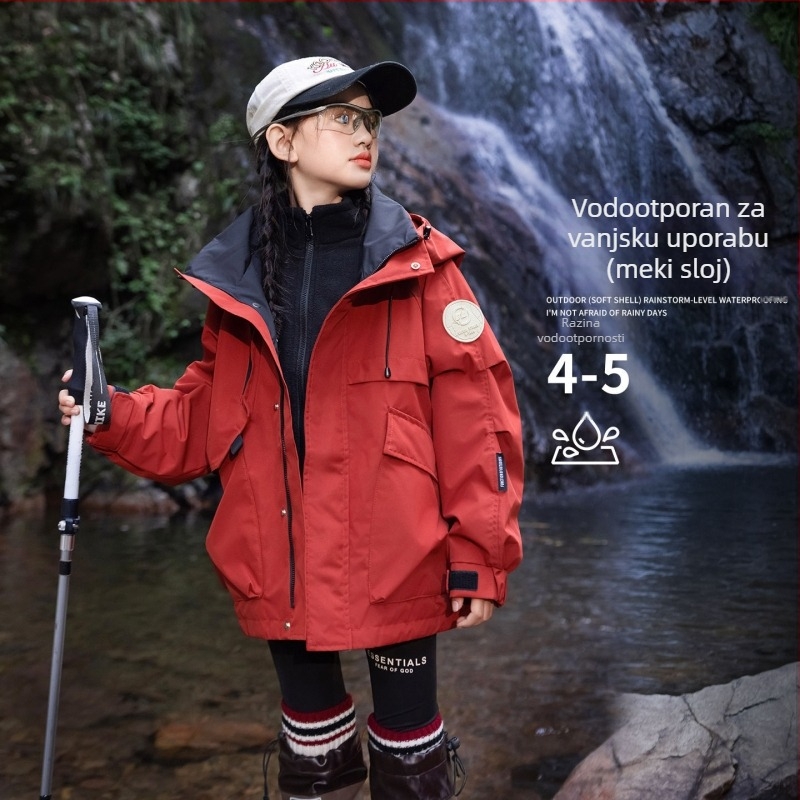 Djevojačka kviltirana jakna s kapuljačom – poliester, fleec podstava, vodonepropusnost 5000 mm, prozračnost 10001–15000 mm, za uzrast 13–16 godina