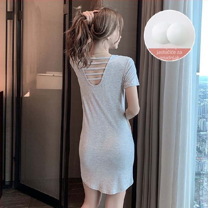 Ženska modal noćna haljina, okrugli izrez, 3/4 rukavi, srednje duljine, prozračna i udobna za kućnu upotrebu i nošenje vani, Modal 50–70%