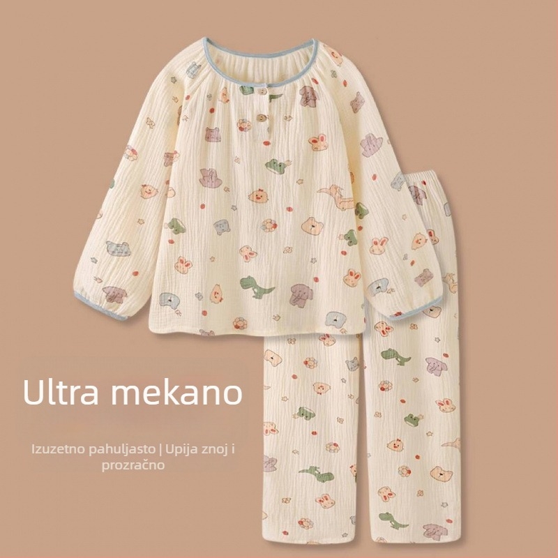 Pidžama set, sladak stil sa suknjom, dugi rukavi, okrugli izrez, 100% konoplja