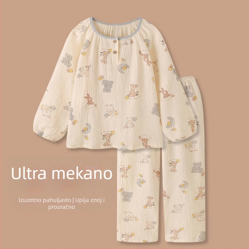 Pidžama set, sladak stil sa suknjom, dugi rukavi, okrugli izrez, 100% konoplja