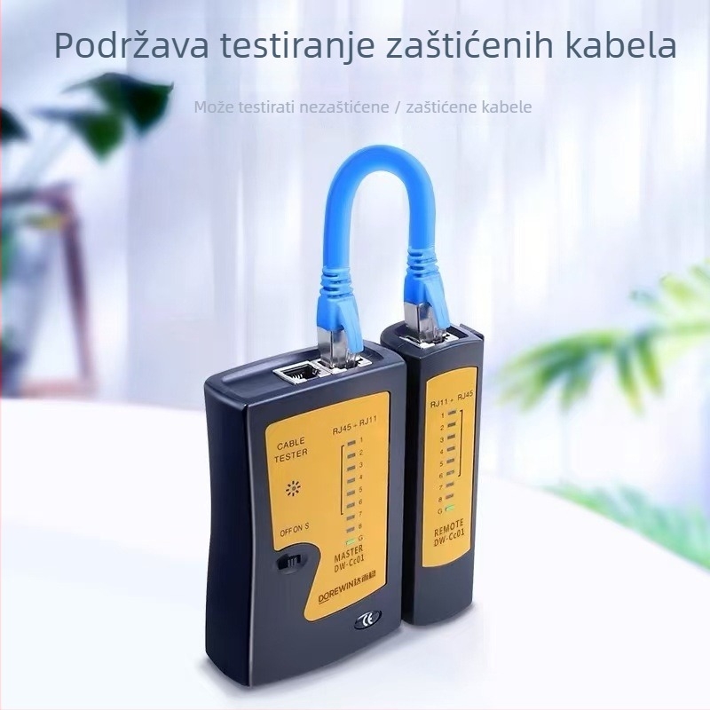 RJ45/RJ11 tester mrežnih kablova i telefonskih linija (Brend BS; Materijal: Plastika; Set: 1 kom.; Opseg primjene: testiranje mrežnih kablova i telefonskih linija; Format: Srednji)