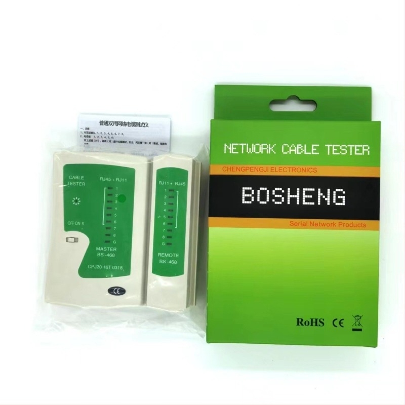 RJ45/RJ11 tester mrežnih kablova i telefonskih linija (Brend BS; Materijal: Plastika; Set: 1 kom.; Opseg primjene: testiranje mrežnih kablova i telefonskih linija; Format: Srednji)