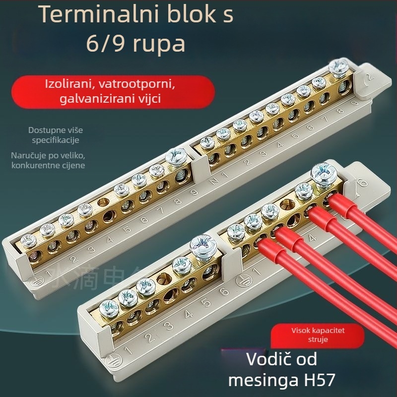 9-položni terminal blok od čistog bakra