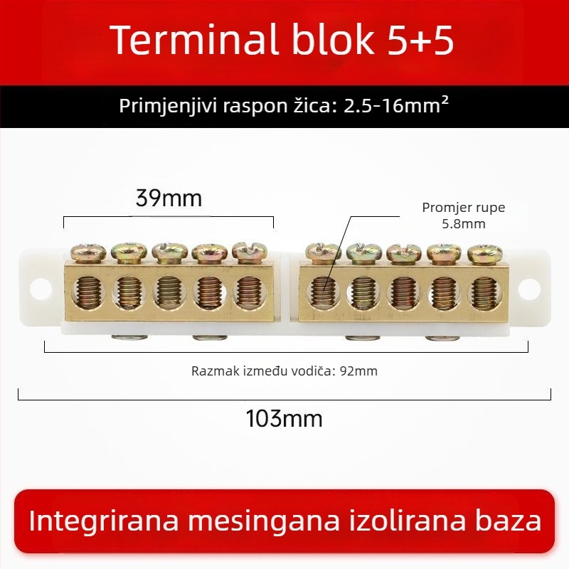 9-položni terminal blok od čistog bakra