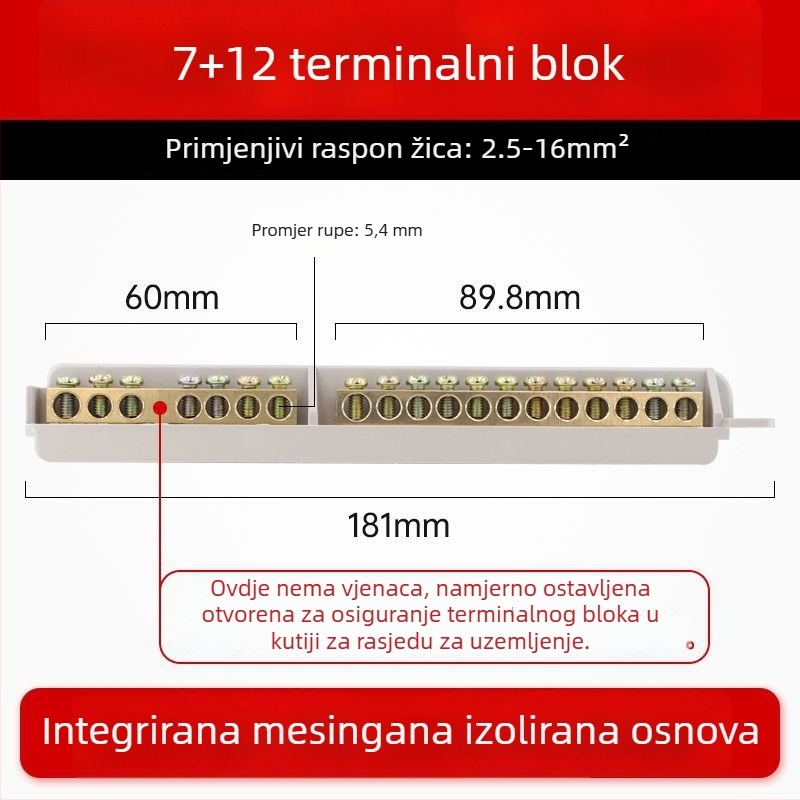 9-položni terminal blok od čistog bakra