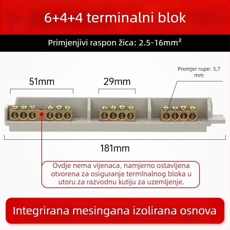 9-položni terminal blok od čistog bakra