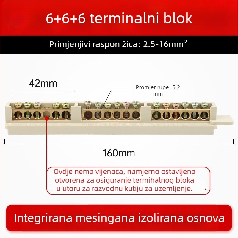 9-položni terminal blok od čistog bakra