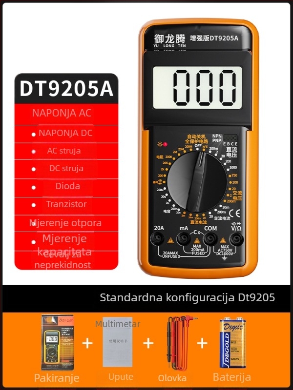 Analogni multimetar MF47 s mehaničkim pokazivačem, visoka preciznost, za električare i studente (MF47A: standardna konfiguracija; s krokodilskim klipom; s 10A vrhom; s silikon kablovima)