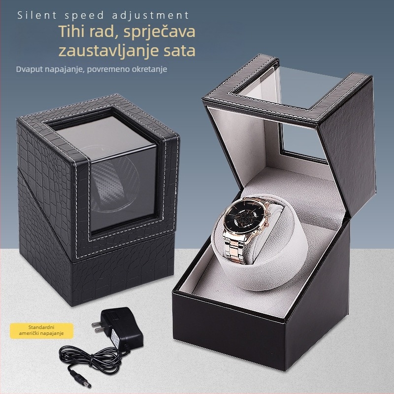 Kutija za satove s automatskim navijanjem – PU koža + MDF, ručno šivanje, dvostruko pakiranje