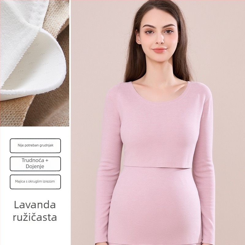 Pulover za dojenje za trudnice i nakon poroda, zimski topli pulover s flecom, dugi rukav, srednja težina materijala (181–200 g/m²)