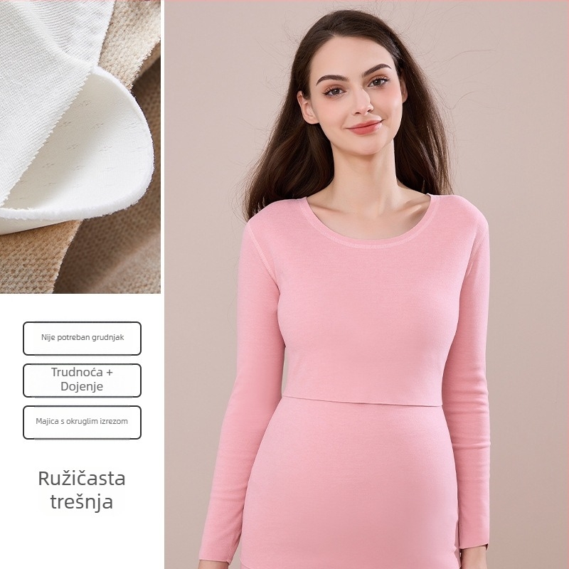 Pulover za dojenje za trudnice i nakon poroda, zimski topli pulover s flecom, dugi rukav, srednja težina materijala (181–200 g/m²)
