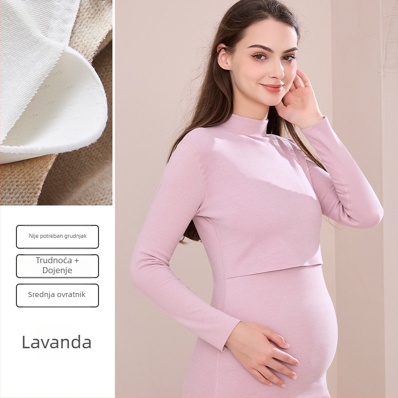 Pulover za dojenje za trudnice i nakon poroda, zimski topli pulover s flecom, dugi rukav, srednja težina materijala (181–200 g/m²)